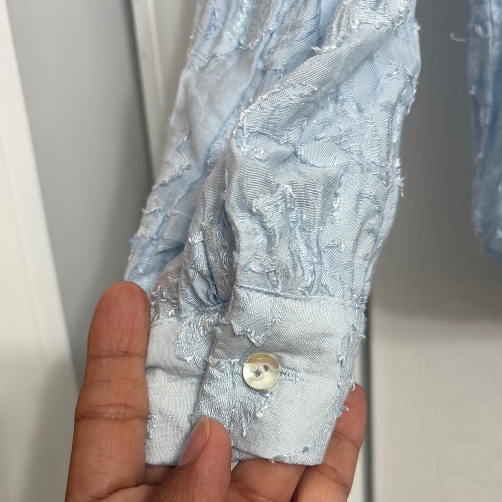 Zara Light Blue Textured Blouse - Picture 5 of 5